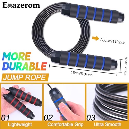 Jump Rope for Women Men Kids, Adjustable Skipping Rope with Ball Bearings, Professional Jumping Rope with Foam Handles, Tangle-Free Rapid Speed Jump Ropes for Fitness Workout Boxing Exercise - color: Red & Blue