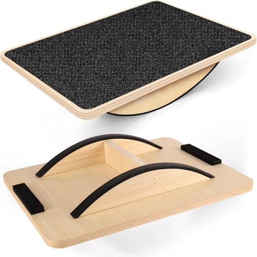 Balance Board for Adults-Anti-Slip Wobble Board for Physical Therapy, Office Balance Beam, Core Strength Trainer-Wooden Rocker Board