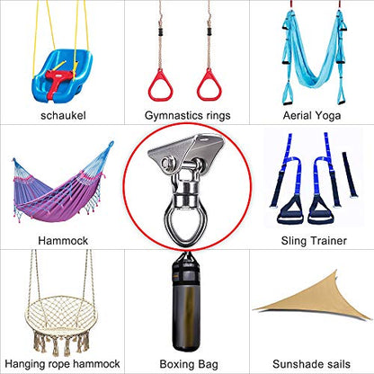 SELEWARE Silent Bearing Swing Hanger, Heavy Duty 360° Rotate Swing Swivel Hook, 1200LB Capacity for Wooden Concrete Playground Yoga Hammock Chair Rope Punching Bag Porch Swing Set - color: Swivel With Hanger