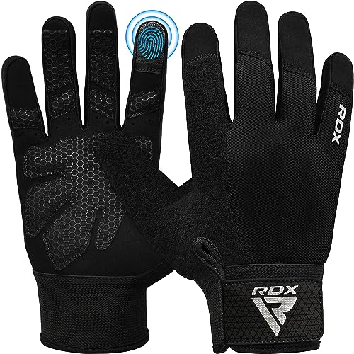 RDX Weight Lifting Gloves Gym Workout, Full Finger Touch Screen, Breathable Anti Slip Padded Palm Protection, Fitness Strength Training Powerlifting HIIT WOD Exercise, Men Women Home Gym Cycling - color: BLACK, size: Small