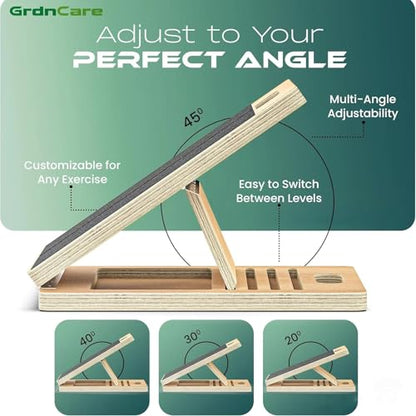 Slant Board for Calf Stretching, with Adjustable Incline Angle, Anti-Slip Design, Made of Wooden Materials, Capable of Supporting 450 Pounds,Suitable for Relieving Foot and Leg Pressure