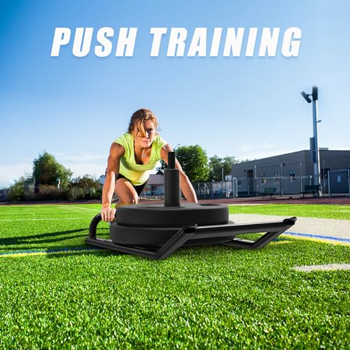 Dolibest Weight Sled, Fitness Sled, Workout Sled for Fitness Strength Training and Speed Improvement, Push-Pull Prowler Training, Suitable for 1-2" Weight Plates, Black