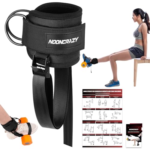 Ankle Straps for Dumbbell and Cable Machine, Dumbbell Foot Attachment with Longer Stronger Nylon Strap, Tibialis Trainer, Leg Extensions, Hamstring Curls for Women and Men - color: Black 1PC