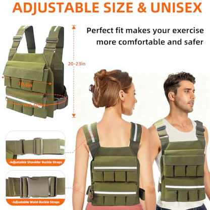 Weighted Vest for Men Women, Adjustable Tactical Weight Vests for Rucking Walking Running Crossfit Strength Training (Without Weight Blocks)
