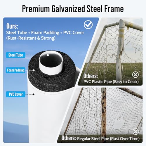 Soccer Goal for Backyard, 8x5/6x4 FT Heavy Duty Soccer Net with Safety Foam Padded Metal Post, Durable Goals with Training Set Agility Ladder & 12 Cones for Youth & Adults Practice - size: 6x4 FT
