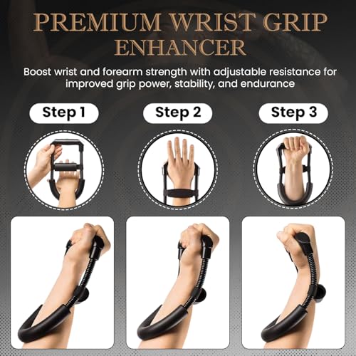 FixFit Forearm Strengthener Forearm Wrist Strengthener Exerciser with Adjustable Tension for Improving Strength - Hand Developer Arm Grip Workout Strength Trainer Home Gym Workout Equipment for Starter and Pro