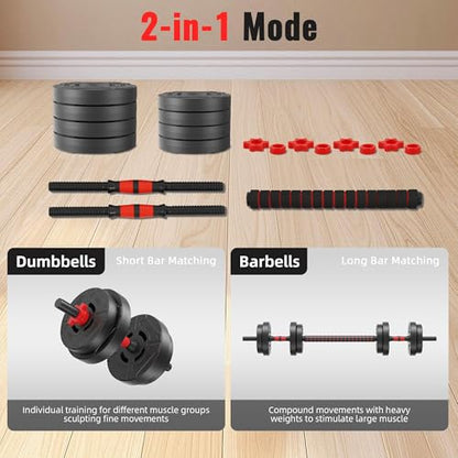 Fitvids Adjustable Dumbbell Set, 40/60LBS Free Weight Set, Multi-Functional Portable Changeable Dumbbell Barbell Kettlebell Set for Home, Multiple Style - size: 40LBS Set, 2in1