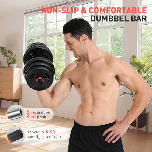 UKEEP Adjustable Dumbbells Set, 20/30/40/55/60/80lbs Free Weight Set with Connector, 2 or 3 in 1 Dumbbells Set Used as Barbell, Kettlebells, Fitness Exercises for Home Gym Suitable Men/Women - style: 80 lbs (40 lbs each)