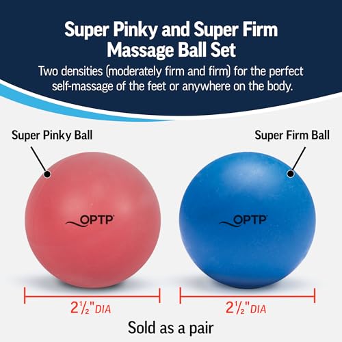 OPTP Massage Ball Set – Moderate and Firm Density Therapy Ball Set – Deep Tissue Massage Balls for Plantar Fasciitis, Sore Muscle Relief — Super Pinky Ball and Super Firm Ball - size: 2 Count (Pack of 1)