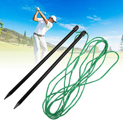 Golf Alignment Sticks, Fiberglass Swing Training Aids with Adjustable String Pegs for Putting Accuracy and Ball Position, Direction Practice Tool for Golfers - color: Black