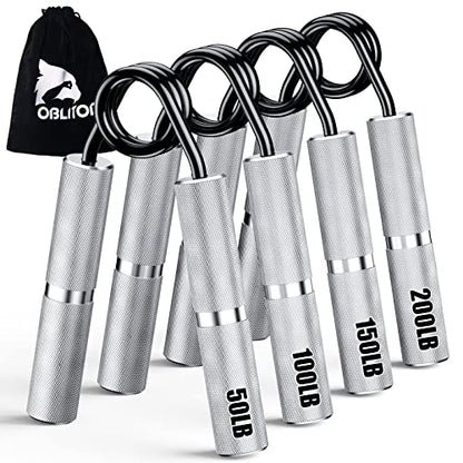 Grip Strength Trainer 4 Pack,50LB-200LB Hand Exerciser Gripper Forearm Finger Strengthener Non-Slip Suitable for Hand Rehabilitation Finger Strength Training, Muscle Building, Home Gym - color: Silver,4Pack,50-200LB