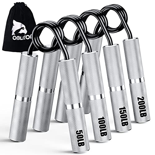 Grip Strength Trainer 4 Pack,50LB-200LB Hand Exerciser Gripper Forearm Finger Strengthener Non-Slip Suitable for Hand Rehabilitation Finger Strength Training, Muscle Building, Home Gym - color: Silver,4Pack,50-200LB