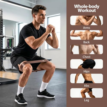 6-Pack Premium Natural Rubber Thickened Workout Resistance Bands Set for Home Gym & Physical Therapy, Anti-Snap Durable Exercise Bands for Full Body Strength Training, Legs, Glutes, Multi-Level - color: Heavy-6 Set-Coffee brown