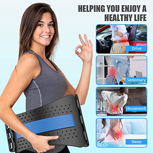 Back Stretcher for Pain Relief, Multi-Level Back Cracker Lower Back Pain Relief Device, Lumbar Support Spine Board with 3 Adjustable Settings for Bed, Chair & Car with Massager