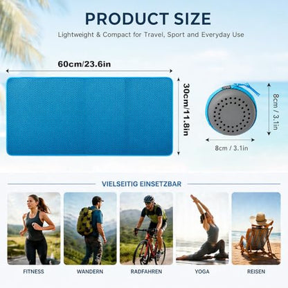 Cooling Towels Cooling Neck Wraps- Gym Coolings Towels with Case, Quick Dry Golf Rags for Running Workout Yoga Travel Outdoor (Blue)