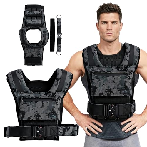 Adjustable Weighted Vest W/ Removable Iron Bars - 26lb Weight Vest For Men & Women W/Washable Liner & Cobra Style Buckle | 1000D Strength Training Workout Vests For Body Weight, Running, Walking & Crossfit Workout