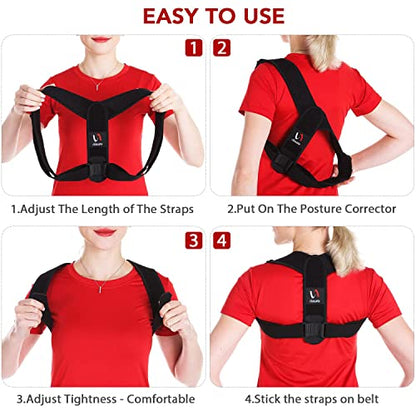 Posture Corrector for both Men and Women, Comfortable Upper and Back Brace, Adjustable Back Straightener Support for Back, Shoulder and Neck