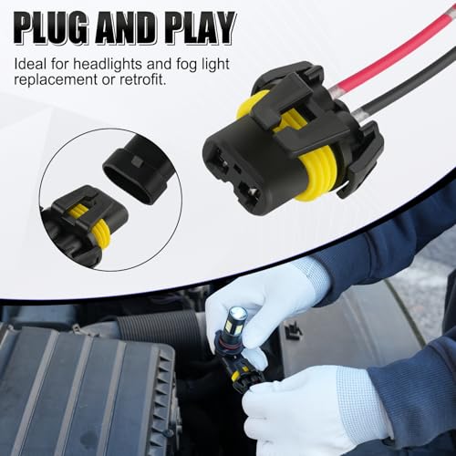 iBrightstar Nylon 9005 9006 9012 9145 H10 Female Adapter Wiring Harness Sockets Wire for Headlights Fog Lights - size: 9005/9006, style: Female Socket(Nylon)