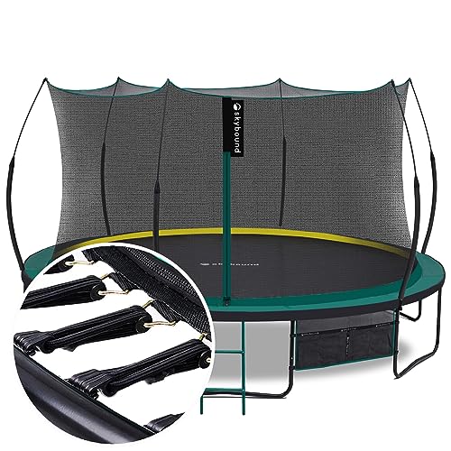 SkyBound 14 FT 12 FT 10FT 8FT 6FT Springless Trampoline for Kids and Adults - Recreational Trampolines with AntiRust Coating - Bungee Cords Outdoor Trampoline for Kids - No-Gap Design Zipper System - color: Green, size: 14 FT | 6 Legs