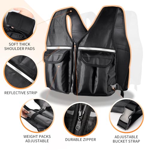 Adjustable Weighted Vest, 0-10 lb/0-12 lb/0-18 lb Weight Vest for Women and Man with 8 Removable Sandbag and Pocket | Weighted Vest for Walking, Running, Weight Loss, Strength Training