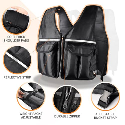 Adjustable Weighted Vest, 0-10 lb/0-12 lb/0-18 lb Weight Vest for Women and Man with 8 Removable Sandbag and Pocket | Weighted Vest for Walking, Running, Weight Loss, Strength Training