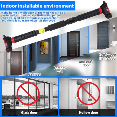 Garvee Pull Up Bar for Doorway,Adjustable Chin Up Bar for with Level Meter - color: Red 3