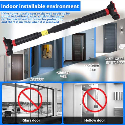 Garvee Pull Up Bar for Doorway,Adjustable Chin Up Bar for with Level Meter - color: Red 3