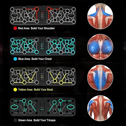 Push Up Board- 11 piece set foldable Push Up Rack Board Train Gym Fitness System Workout Exercise Stands for Body Training ，Push Up Stands