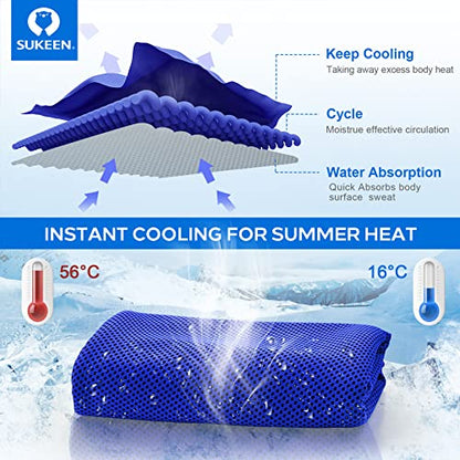Sukeen 4 Pack Cooling Towels (40"x 12"), Cooling Neck Wraps, Soft Ice Towel - color: Dark Blue/ Dark Grey/Brown/Black
