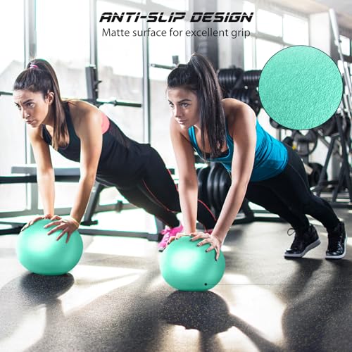 Cikyner Soft Pilates Ball, 9 Inch Small Exercise Ball with Inflatable Straw - color: Light Green