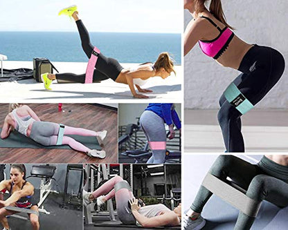 EnriQ Booty Bands Fabric Resistance Bands for Legs and Butt - Non Slip Cloth Hip Bands Elastic Workout Bands - Activate Glutes and Thighs - Made of Premium Elastic Fabric - color: Grey, Pink, Pale turquoise