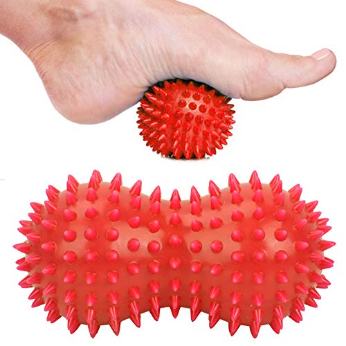 Spiky Massage Ball for Deep Tissue Massage, Myofascial Release, Foot for Home, Outdoors (red - color: Red