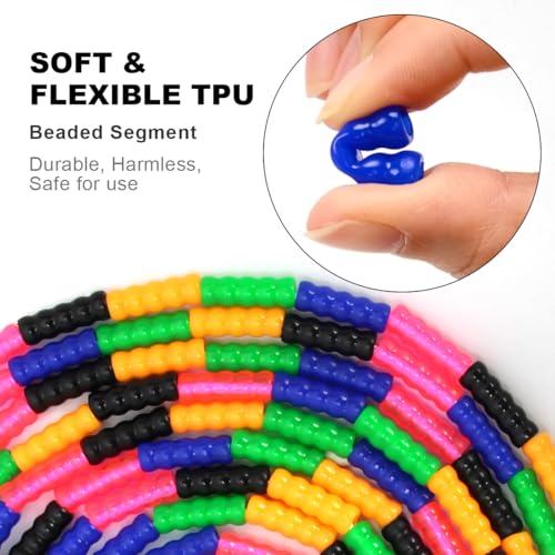 16 FT Long Jump Rope(1 PACK), Double Dutch Jump Ropes, Soft Beaded Skipping for Kids Adults, Plastic Segmented Long Enough for 4-5 Jumpers - color: Black