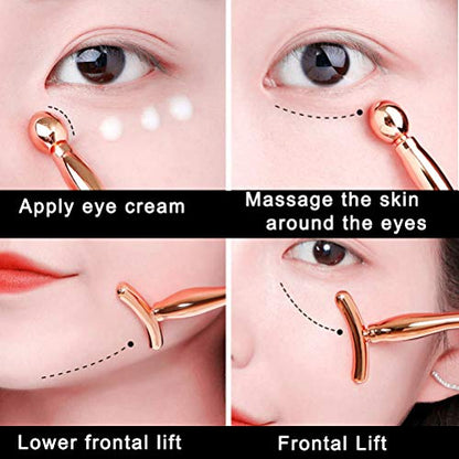 2 Pcs Metal Eye Cream Applicator Face Roller Massager Tool,Eye Massage Wand Stick Women for Facial Massager for Reducing Puffiness Wrinkle gift for women