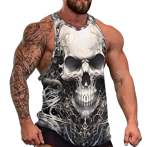 BIVENANT Skull Shirts for Men Novelty Mens Skull Tank Top Big and Tall Tank Tops Graphic Tees Shirt - color: Aite0g0600, size: Small