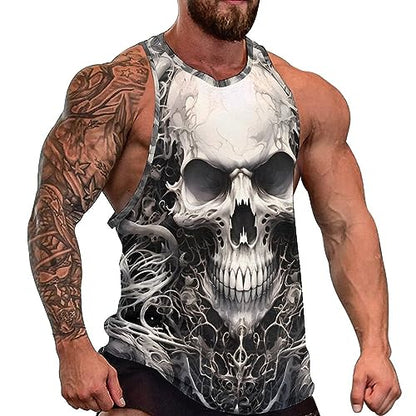 BIVENANT Skull Shirts for Men Novelty Mens Skull Tank Top Big and Tall Tank Tops Graphic Tees Shirt - color: Aite0g0600, size: Small