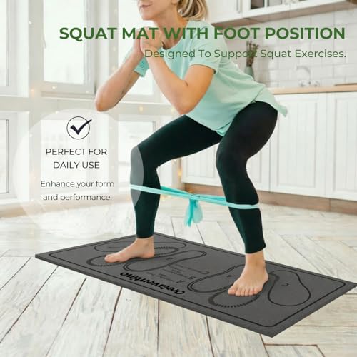 Squat Mat with Foot Position,Non-Slip Workout Mat for Squats & Leg Exercises, Improves Muscle Activation & Knee Support, Home Gym Fitness Mat,30 * 13.8"inch Squat Pad - color: Dark grey