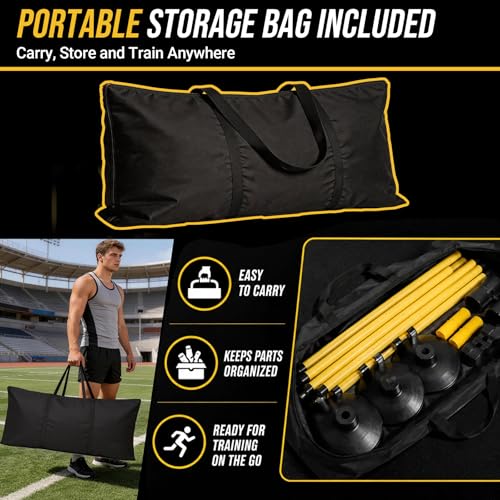 2-in-1 Adjustable Agility Hurdles, 3 Set/6 Set Hurdles Training Equipment with Heavy-Duty Rubber Bases & Portable Storage Bag, Perfect for Track, Soccer, Plyometric, Fitness & Dog Agility