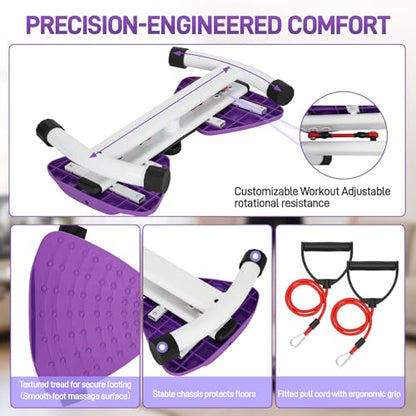 Waist Twister Machine for Home, 300lbs Capacity Ab Twister Board - Noiseless Core Workout Equipment for Belly Fat Loss, Waist Training & Abs Exercise for Women & Men with Digital Tracker Time/Reps/Calories