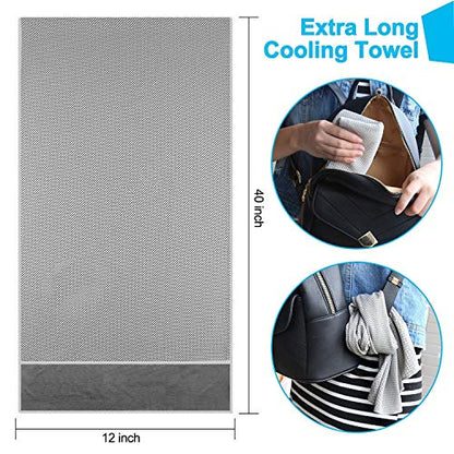 Cooling Microfiber Sports Sweat Towel for Golf Workout Swimming Gym Yoga Travel Camping Fitness - 40"x12" - Grey 2 Pack - color: Gray 2 Pack