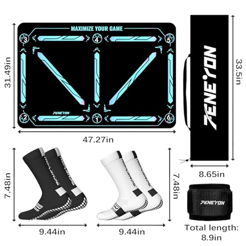 Soccer Training Equipment,Soccer Training Mat Improve Strength,Agility and Coordination,Anti-Slip Silent Absorption Soccer Footwork Training Mat,Soccer Trainer for Indoor/Outdoor Drills - style: Professional Set 47*31 IN - B