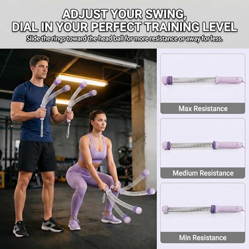 Cordless Ropeless Battle Ropes for Home Gym, Adjustable Weights Portable Battle Ropes with Storage Bag, Exercise Equipment for Strength Training, Aerobic Exercise, Men& Women,Purple