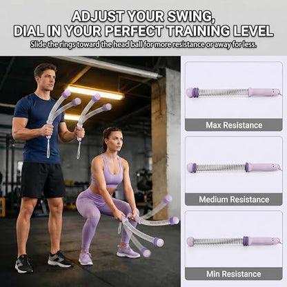 Cordless Ropeless Battle Ropes for Home Gym, Adjustable Weights Portable Battle Ropes with Storage Bag, Exercise Equipment for Strength Training, Aerobic Exercise, Men& Women,Purple