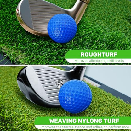 Portable & Foldable Golf Practice Mat – Dual-Turf Golf Hitting Mat for Indoor & Outdoor Swing and Chipping – Fairway & Rough Turf Golf Training Mat for Backyard and Home
