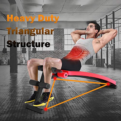 GYMAX Sit up Bench, Folding Adjustable Workout Bench for Ab Exercise, Curved Incline/Decline Slant Bench, Foldable Strength Training Weight Bench, Situps Abs Workout Equipment