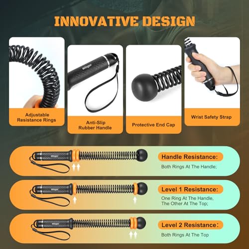 Cordless Battle Ropes, Adjustable Ropeless Battle Rope for Home Gym Workout, Portable Arm Fitness Equipment for Strength Training & Cardio, No Anchor Needed with Training Poster