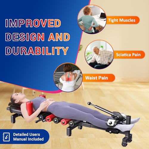Lumbar Decompression Table with Cervical Traction by Lumbar Bench Pro|Realign Vertebrae & Alleviate Lumbar Strain |Full Body Stretching Neck, Back, Knee, and Hip| Relieve Pain- Max User Height 6' Feet