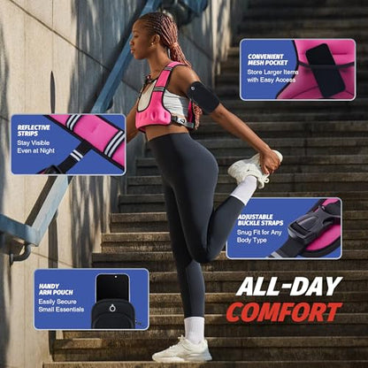 ZELUS Weighted Vest for Women & Men, U-Shaped Running Vest with Arm Pocket - color: Pink, size: 8LB