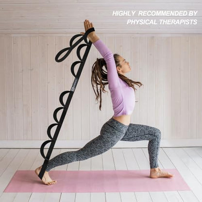 Premium Durable Stretch Straps with Loops, Stretching Strap for Physical Therapy, Multi-Loop Yoga Strap Fitness Exercise Strap for Yoga, Pilates, Dance, Flexibility&Exercise - color: #2-Black