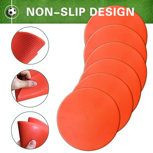 Poly Spot Markers 4 inch/9 inch Non-Slip Rubber Agility Training Markers Floor Dots Flat Field Cones for Football, Soccer, Basketball, School Exercise Drills, Dance Practice - style: 9 inch 18 Pcs Orange Red (TPE)